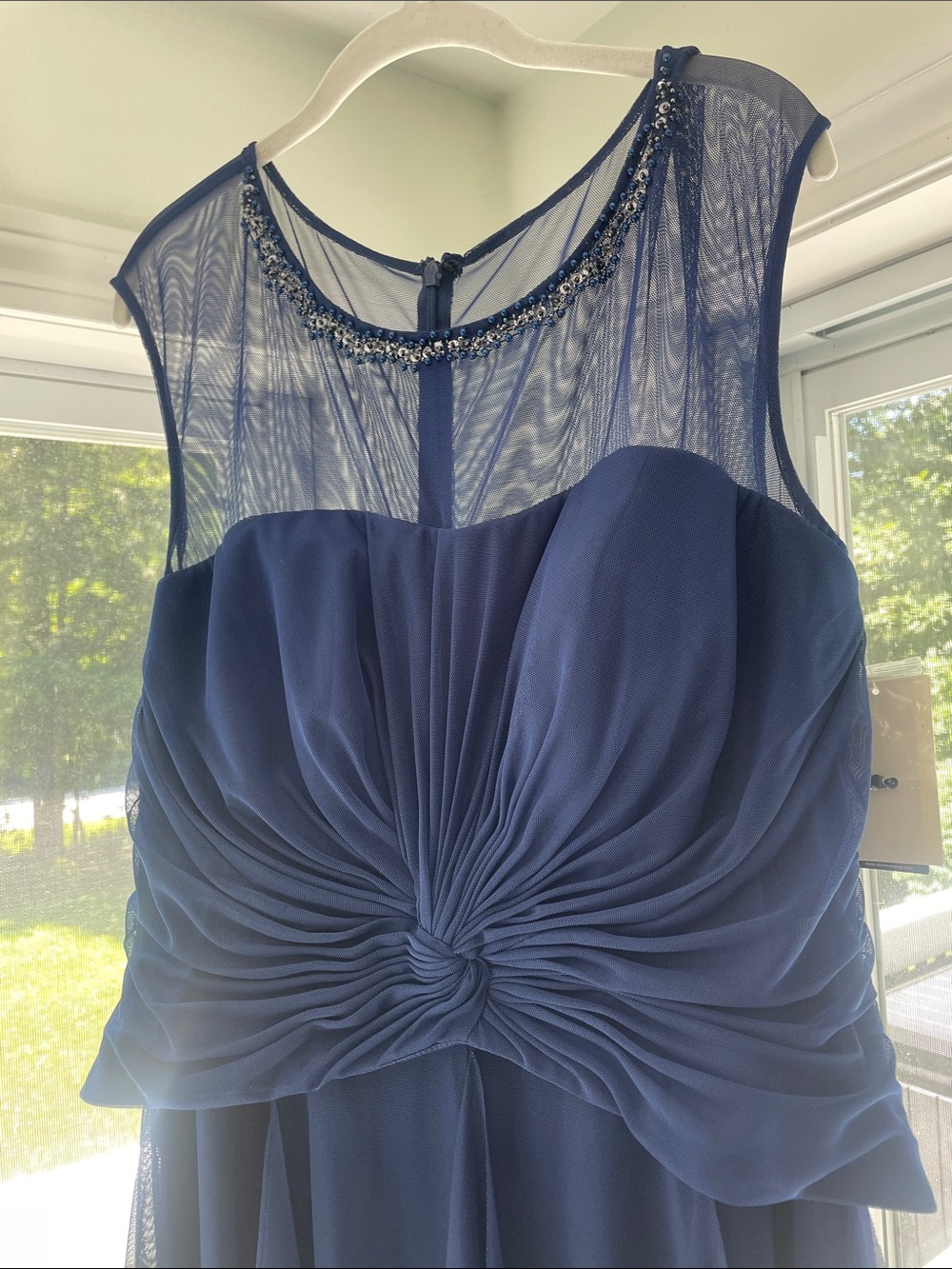 NWT Alex Evenings Navy Blue Sleeveless Chiffon Evening Dress